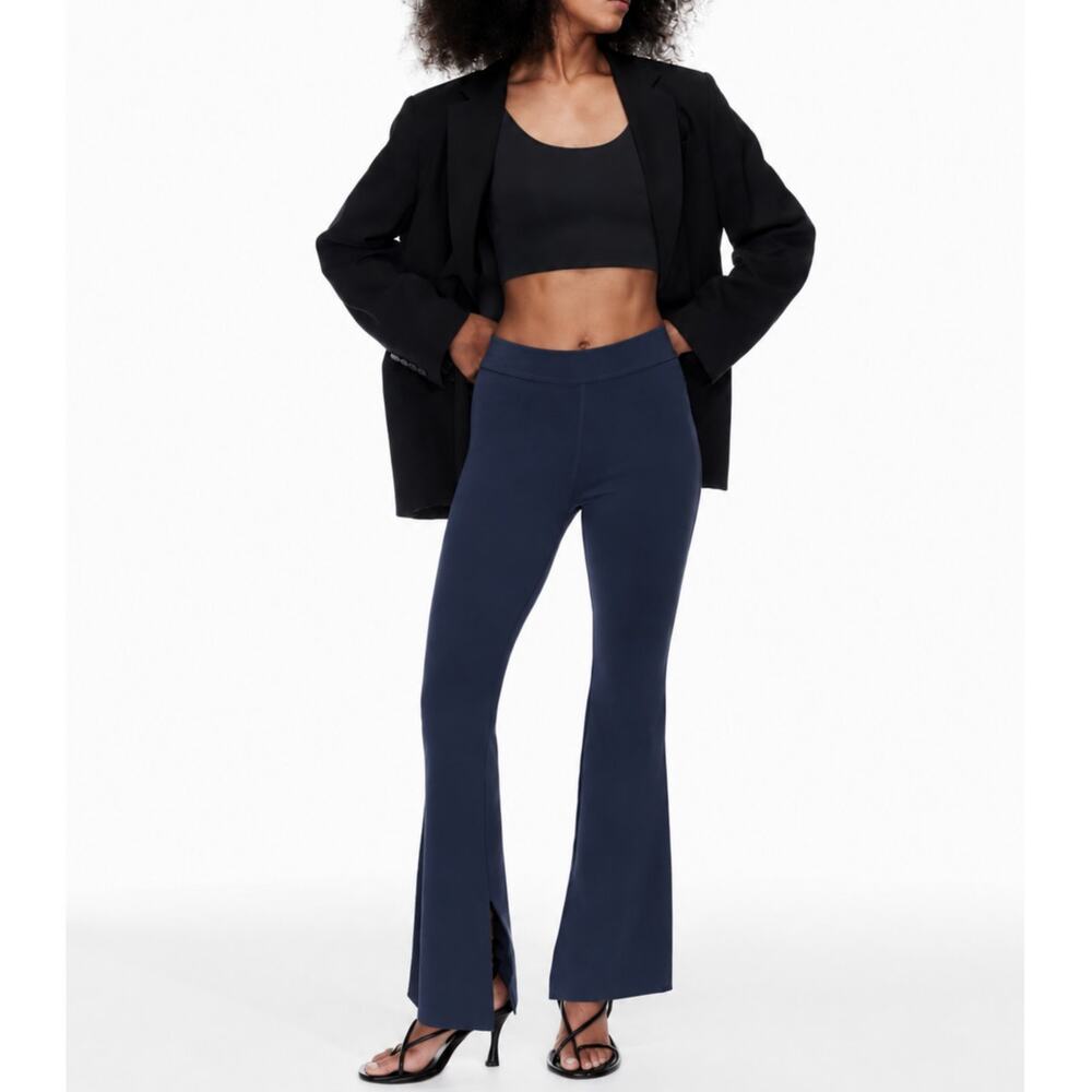 Ten By Babaton Paramount High Waisted Knit Flared Pant Navy Blue Size XS